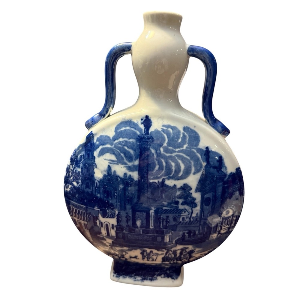 Vintage Victoria Ware Ironstone Blue & White Two-Handle Chinoiserie Vase